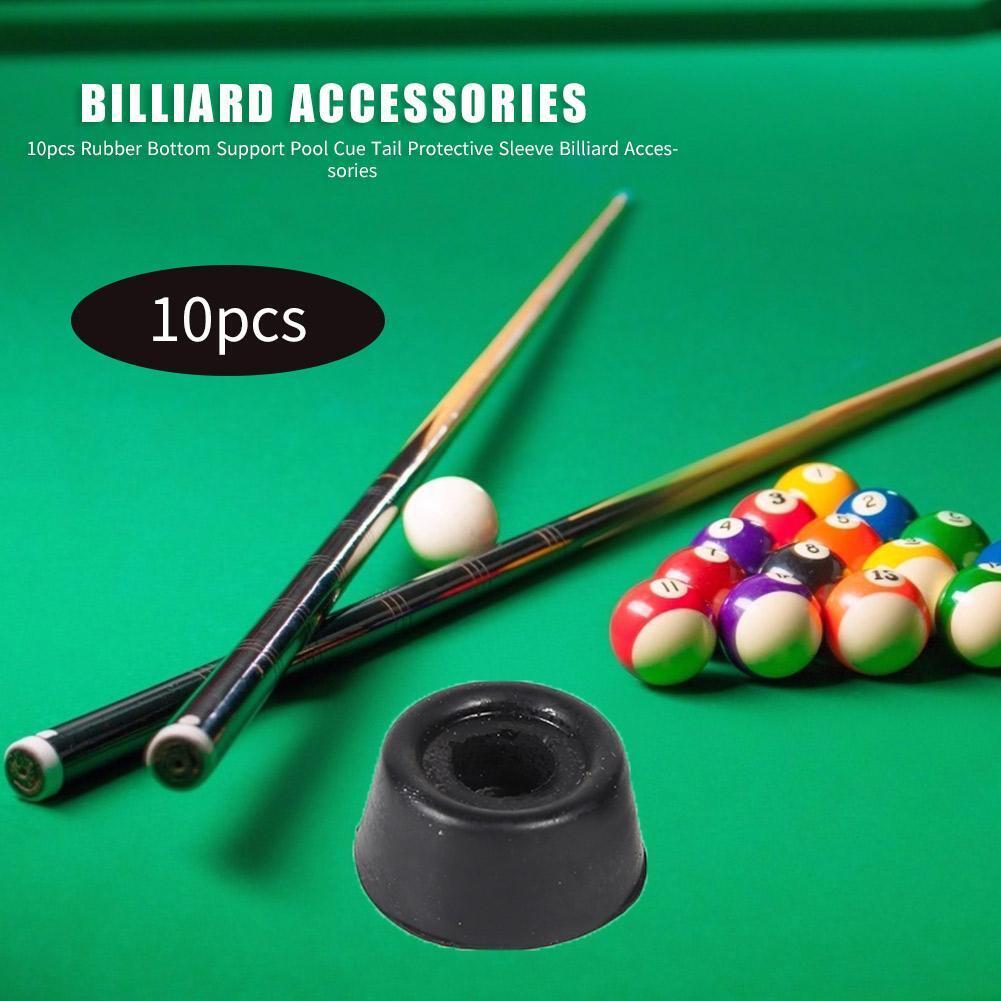 10pcs Pool Cue Tail Protective Sleeve Billiard Rubber Bottom Support Pad