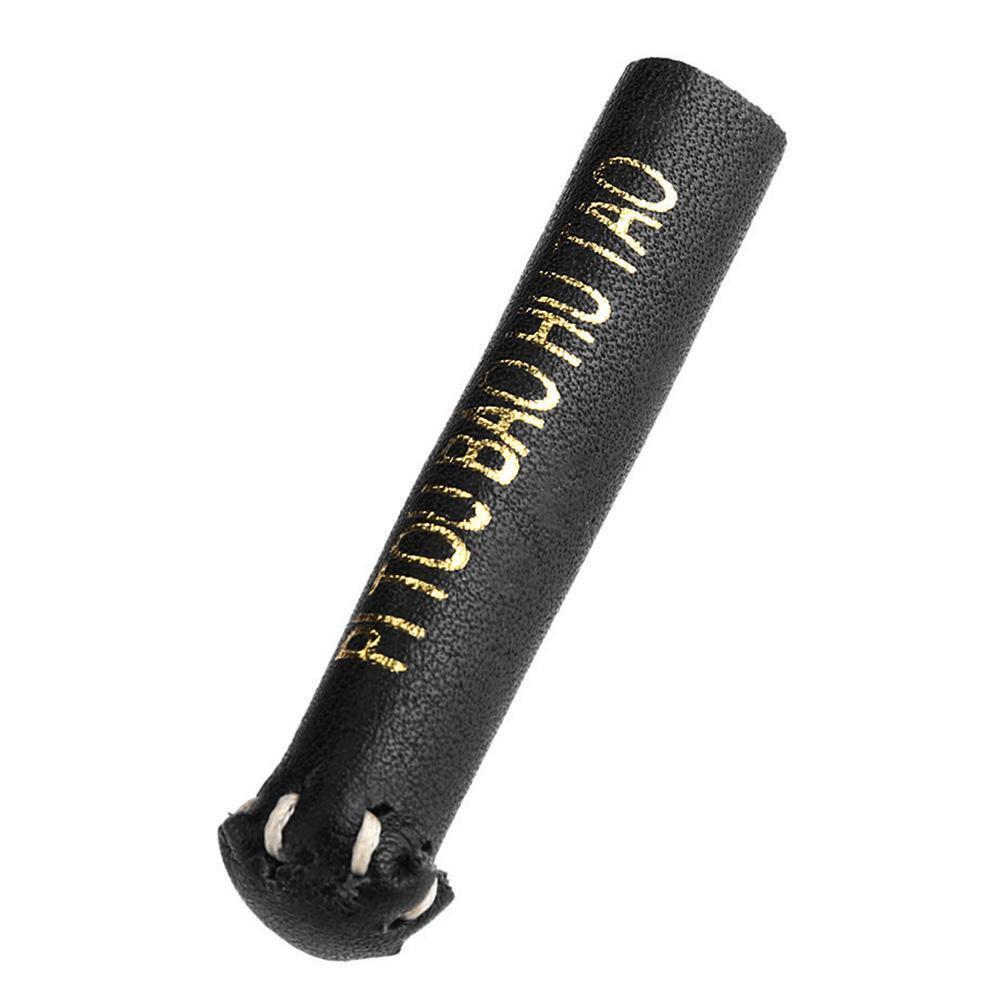 Leather Snooker Cue Tip Cover Protector Sleeve for Stick Billiard(Black)