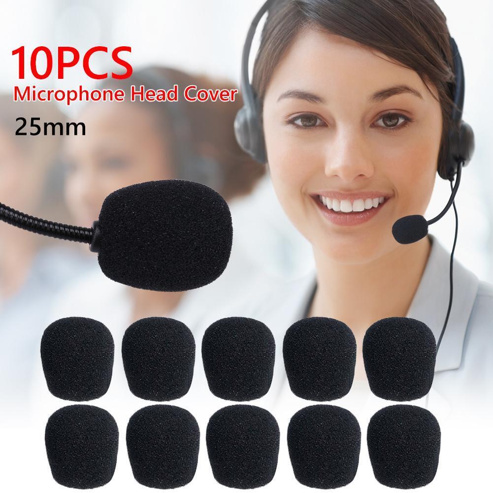10pcs 25mm Soft Elastic Sponge Microphone Head Cover for Headset Sleeve Mic