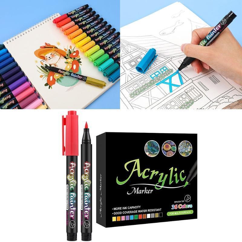 Acrylic Paint Pens 36 Colors Paint Marker Pen Set Ideal for Rock Wood Metal