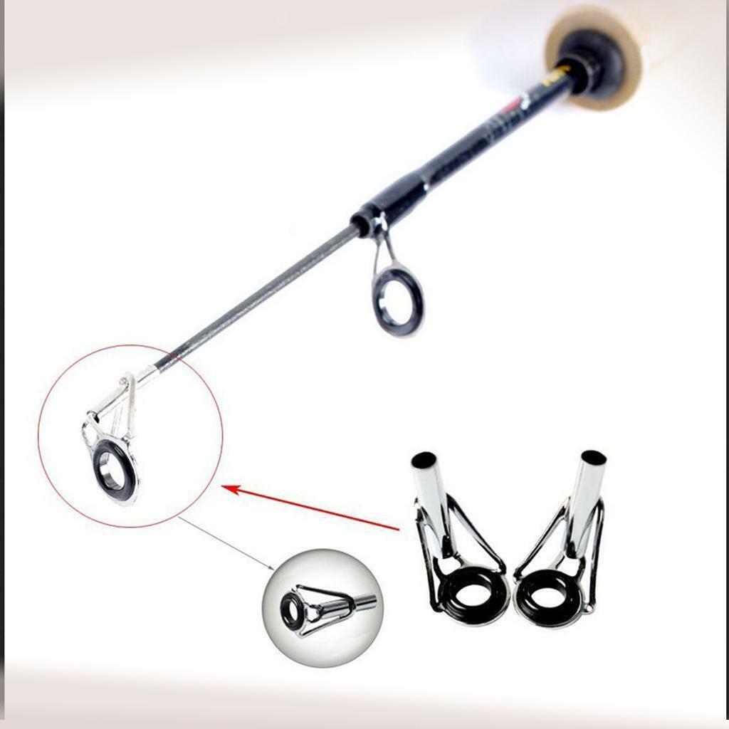 80Pcs/Set Ceramic Fishing Rod Guides Tip Line Repair Kit Stainless Steel Rings
