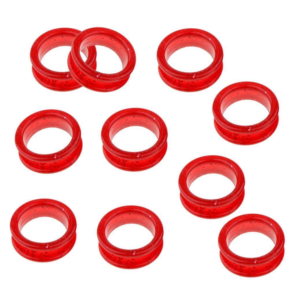 10 Pieces Rubber Scissors Shears Finger Rings Grips for Salon Barber Red