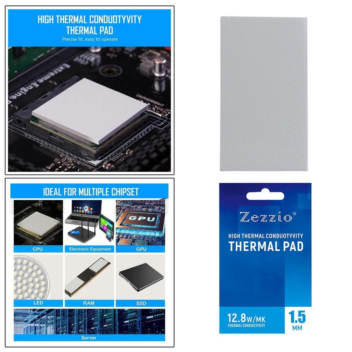 2x Silicone Thermal Pad 12.8 W/mK 85x45mm Non Conductive Safe for PC Laptop