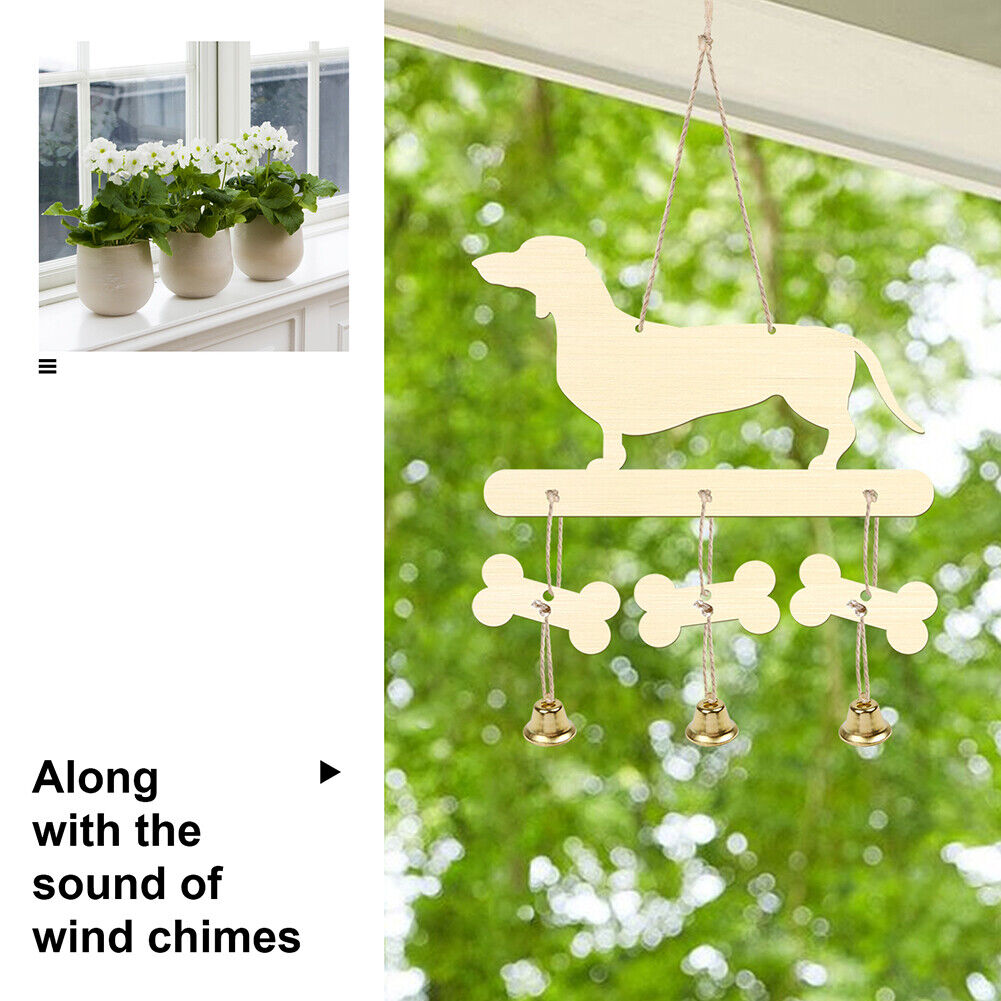 Wooden Dachshund Wind Chimes Bells DIY Pendant Balcony Outdoor Home Decor