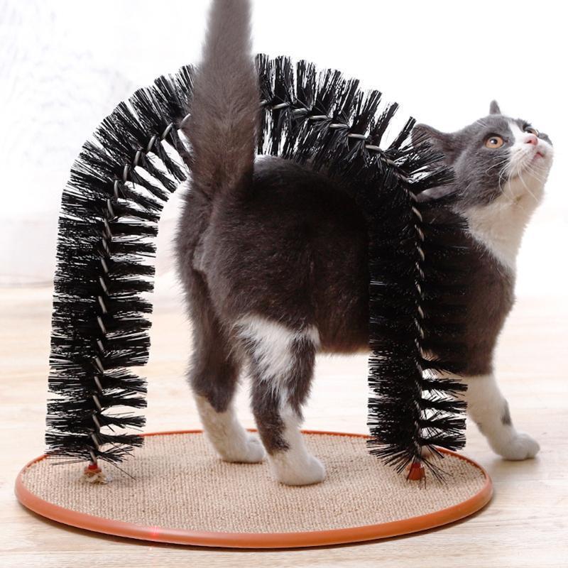 Self Grooming Cat Arch Brush Carpet Base Groomer Massager Scratcher Hair Cleaner