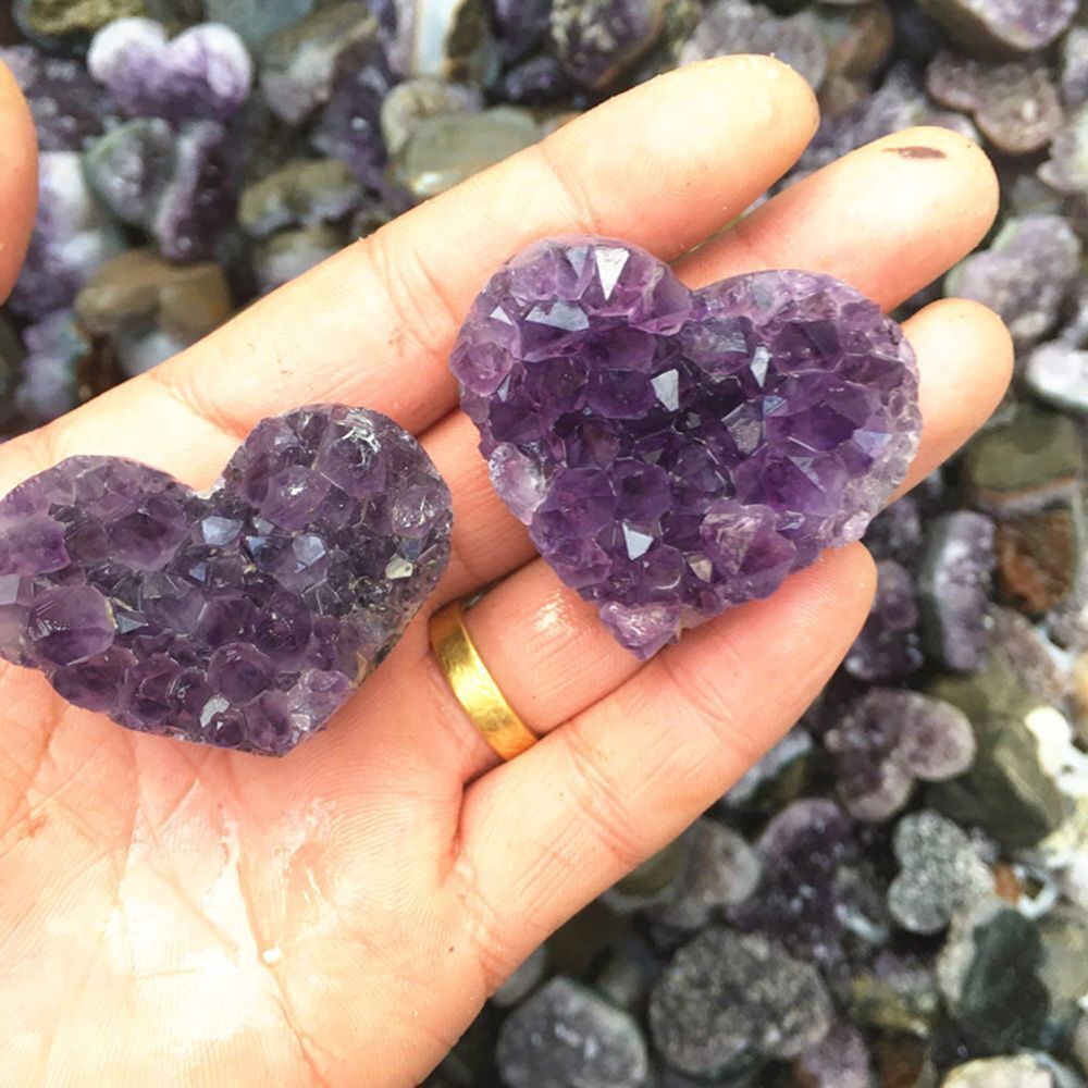 Healing Magic Wand Gift Natural Purple Crystal Necklace Heart Pendant Jade Gem