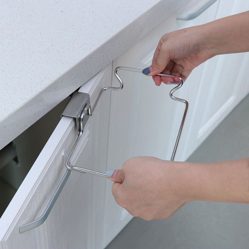 Holder Towel Rack Cabinet Door Hanging Trash Rack Garbage Storage Garbage Bags