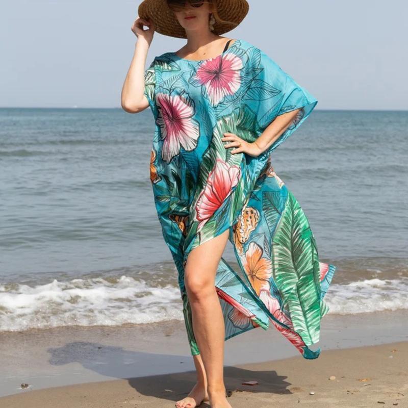 Women Summer Dress Plus Size Beach Cover Up Dress Sun Protection Loose Dress Ins
