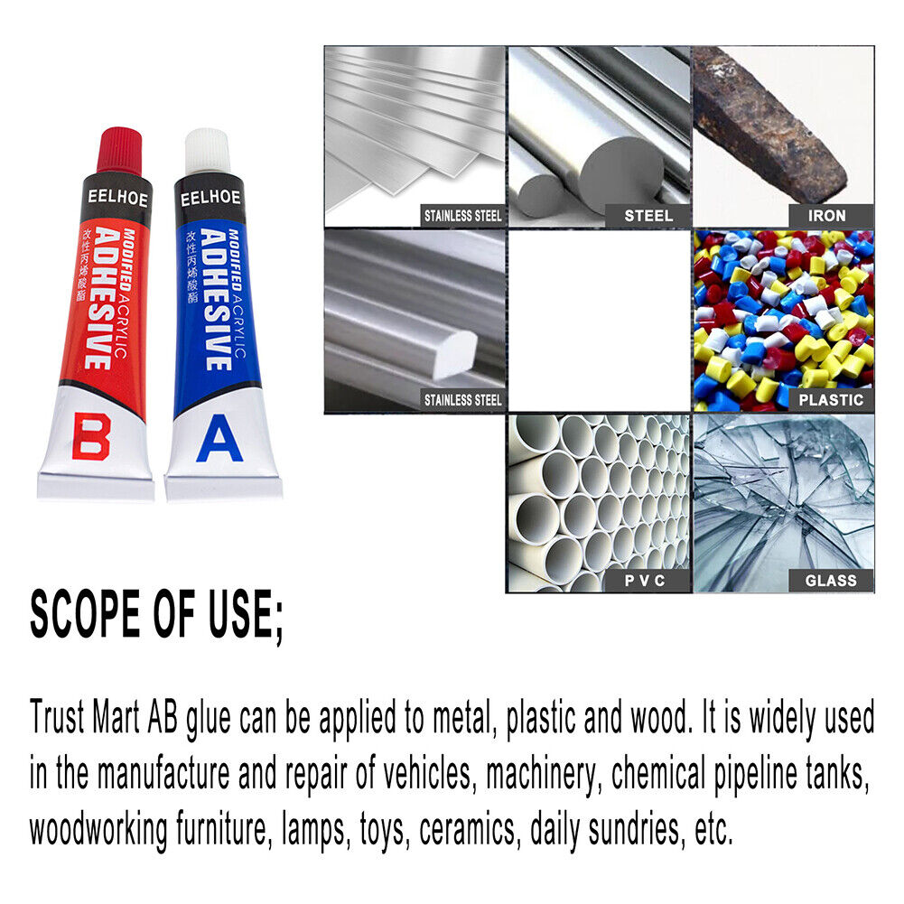 2pcs A + B Metal Repairing Adhesive Super Glue Wood Ceramic Casting Glue