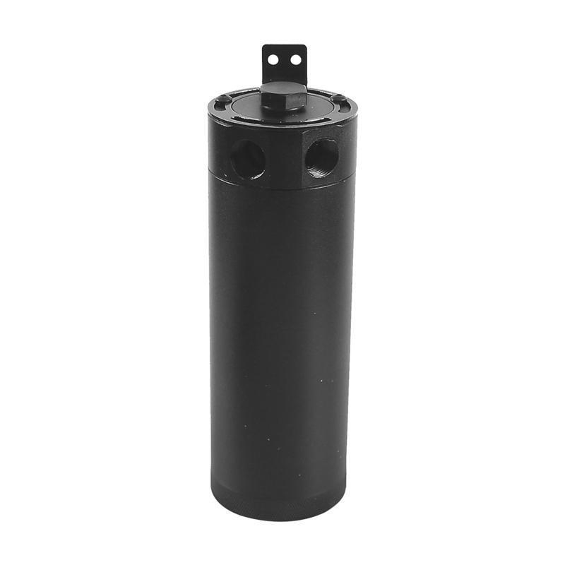 Racing Baffled Oil Catch Can with Drain Valve 2 Ports Tank with Breather Filter