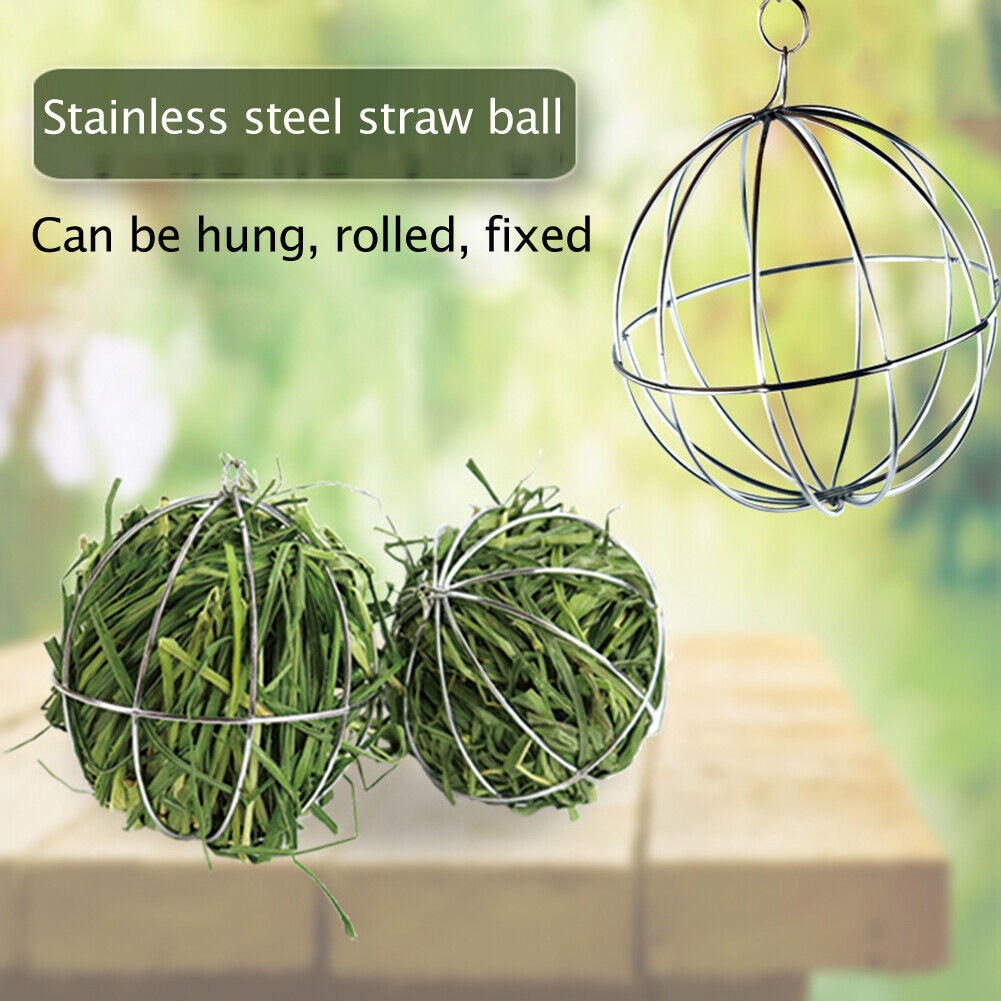 Round Sphere Grass Ball Rack Rabbit Guinea Pig Stainless Steel Straw Ball