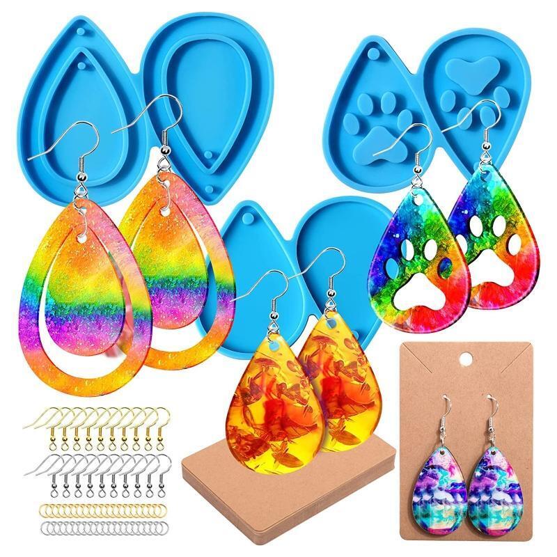 113Pcs Earring Mold with Earring Card Earring Hook Jump Ring Earplug Plastic Bag