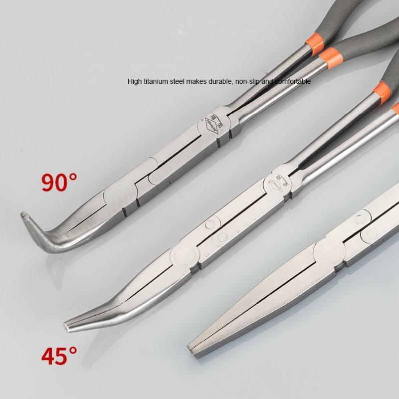 5 Pcs/Set 11" Extra Long Reach Nose Pliers Straight 90° 45° 20° Pliers Hand Tool