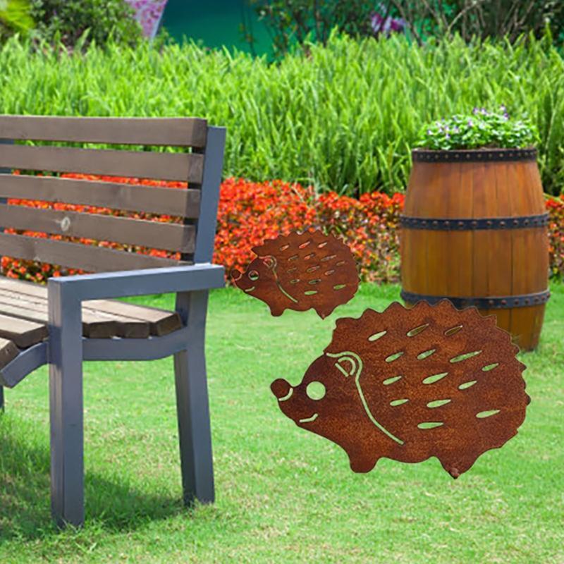 Unique Animal Silhouette Iron Art Hedgehog Garden Statue Home Outdoor Ornament
