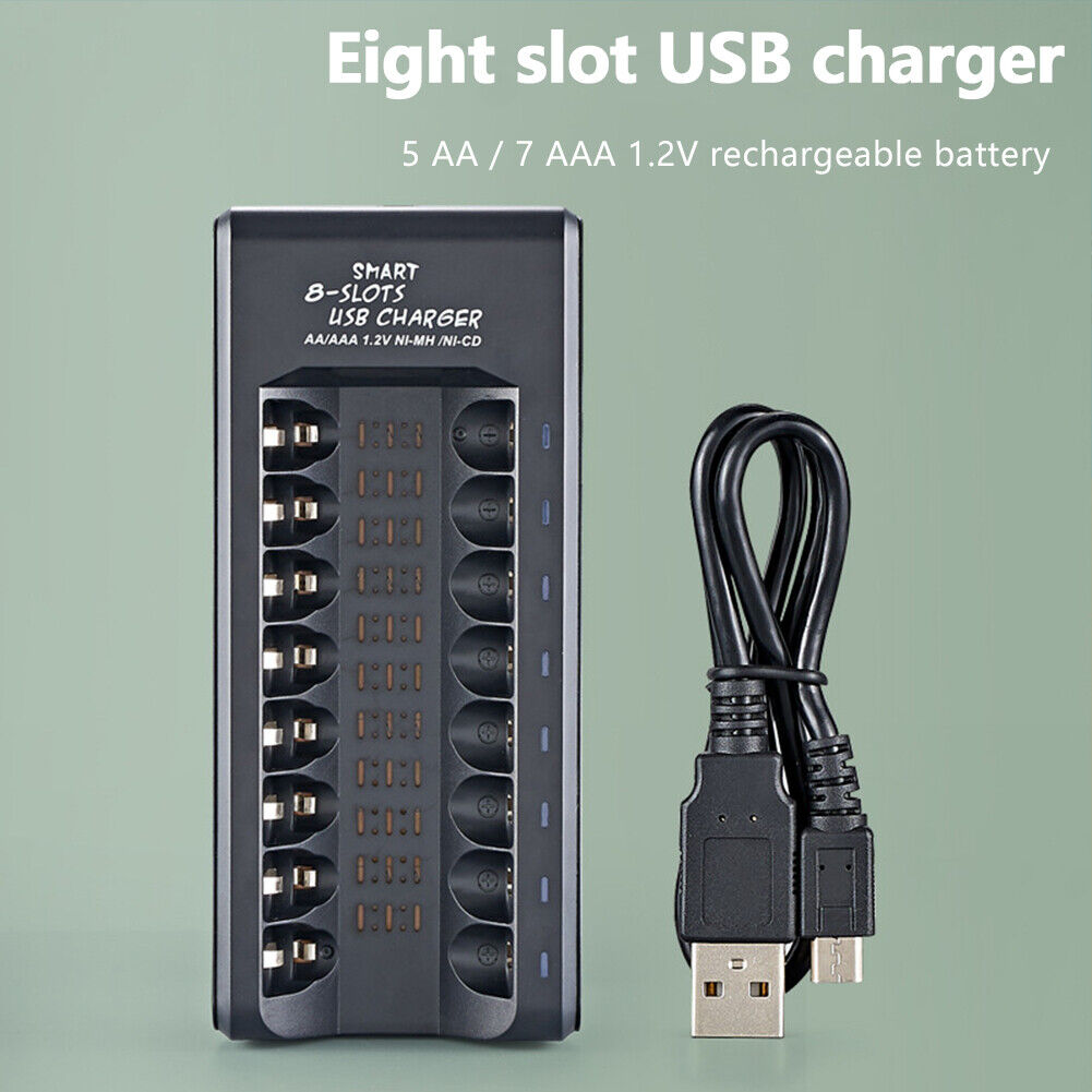 1.2V 8 Slot USB Battery Charger for AA/AAA Ni-MH/Ni-Cd Rechargeable Battery