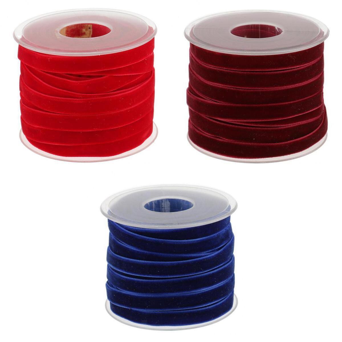 3pcs 20 Yard 10mm Wide Velvet Ribbon Roll for DIY Crafts Tool