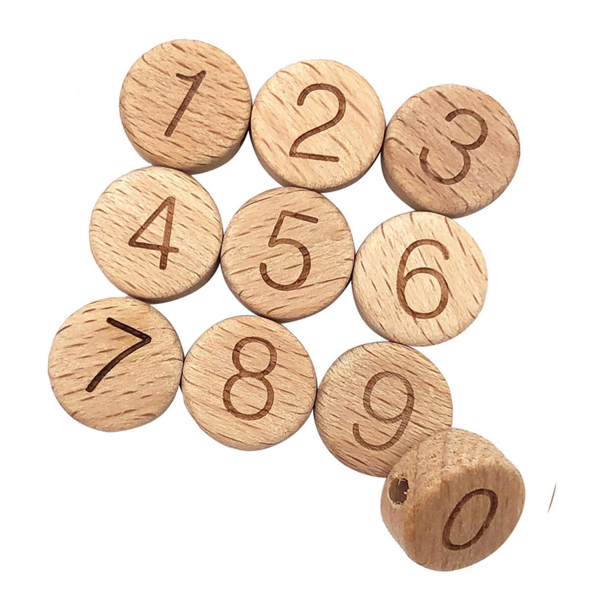 10 Pieces Number Letter  Flat Wooden  for Jewelry Making Necklace