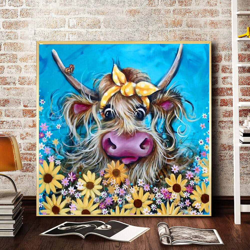 Cow in Bush Oil Paint By Numbers Kits DIY Handpainted on Canvas Wall Art