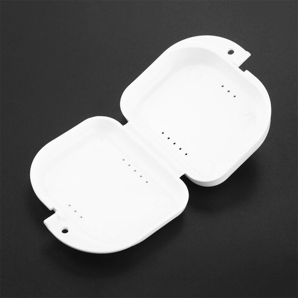 White Dental Orthodontic Retainer Denture Storage Box Mouthguard Tray Container