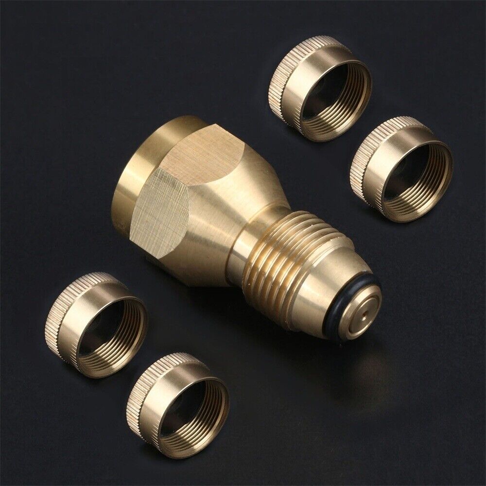 1LB Cylinder POL Tank Propane Refill Adapter Regulator Valve Connectors & 4 Caps