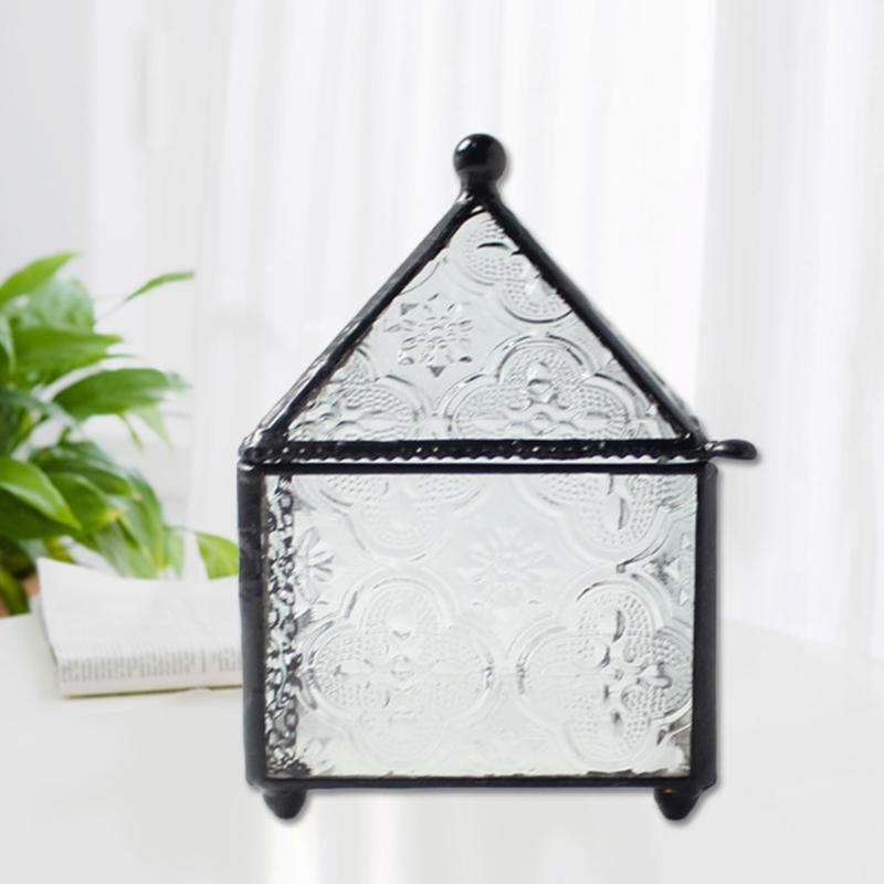 Four-sided Spire Geometric Ring Box Glass Jewelry Storage Box Wedding Engagement