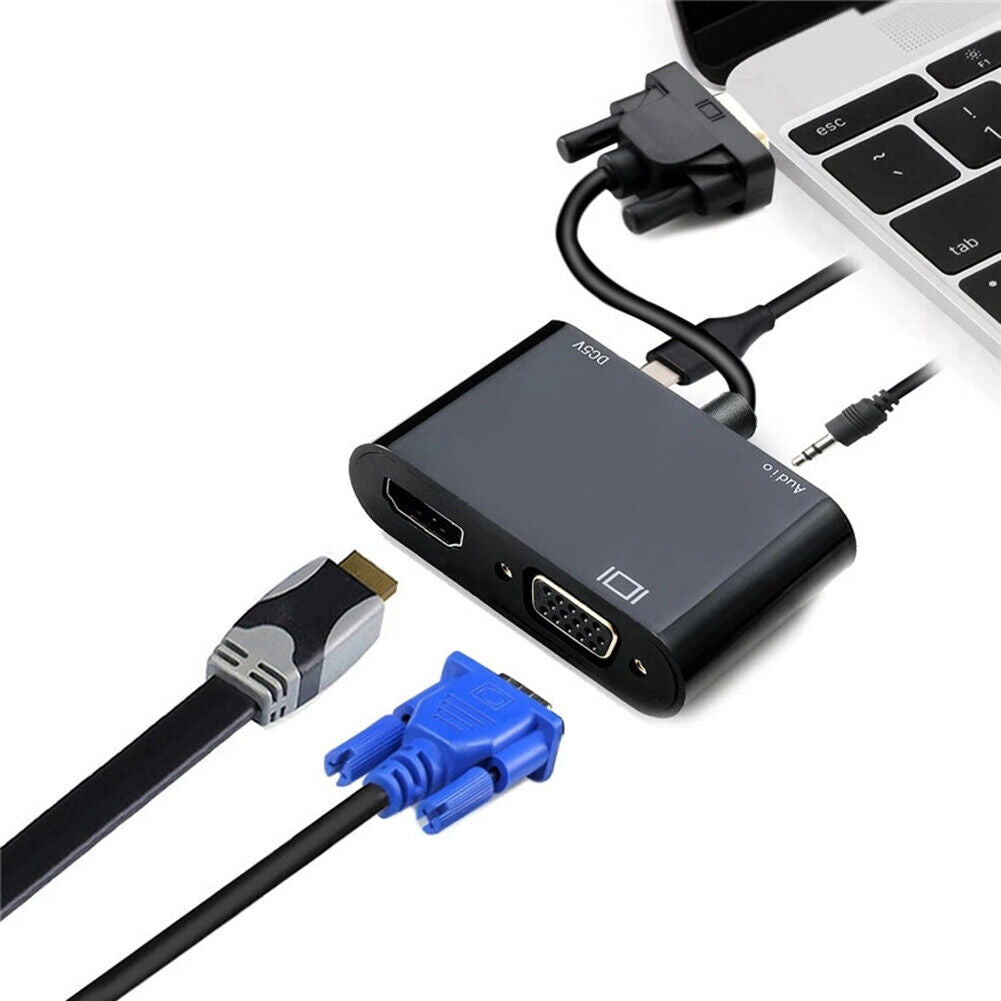 3 in 1 VGA to HDMI-Compatible Adapter+3.5mm Audio Jack+VGA Converter Set