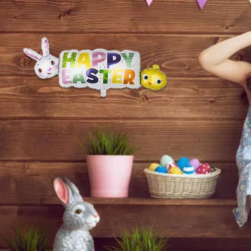 Happy Easter Bunny Aluminum Film Balloons Set of 10 Cartoon Animal Balloon