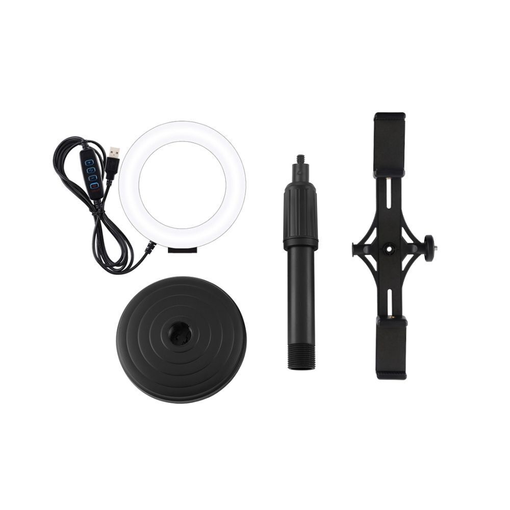 Light Kit 3 Color Temperature 4.7 inch Selfie Ring Light Dual Phone Brackets