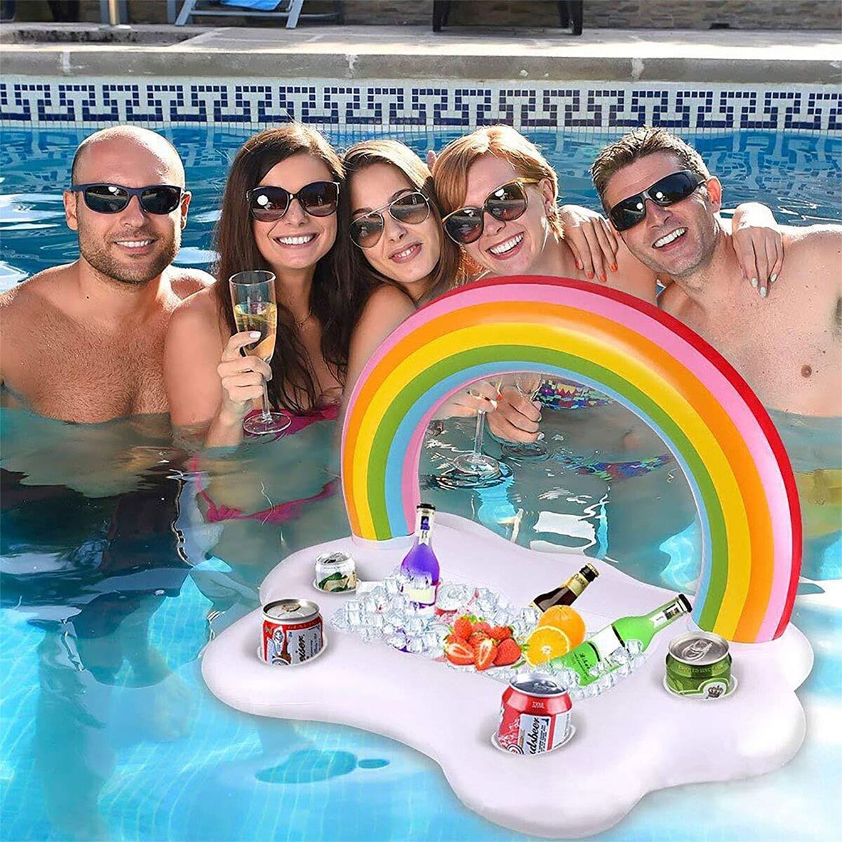 Beer Drinks Summer Pool Rainbow Cloud Cup Holder Table Bar Tray Drinking Cooler