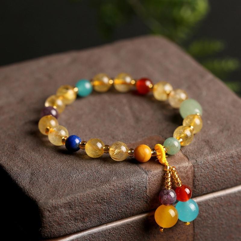 Nice Red Agate Bracelets Natural Rutilated Quartz Crystal Tiny Beads Gift Girls