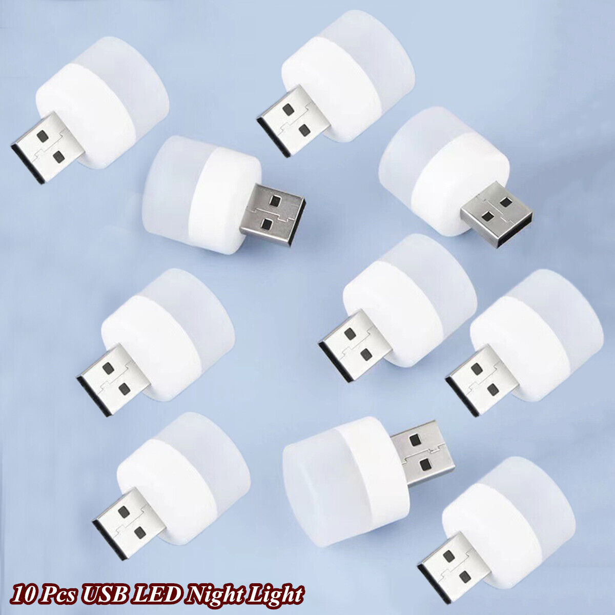 10 x Protable USB Night Light White LED Eye Protection Reading Table Lamp 5V 1W