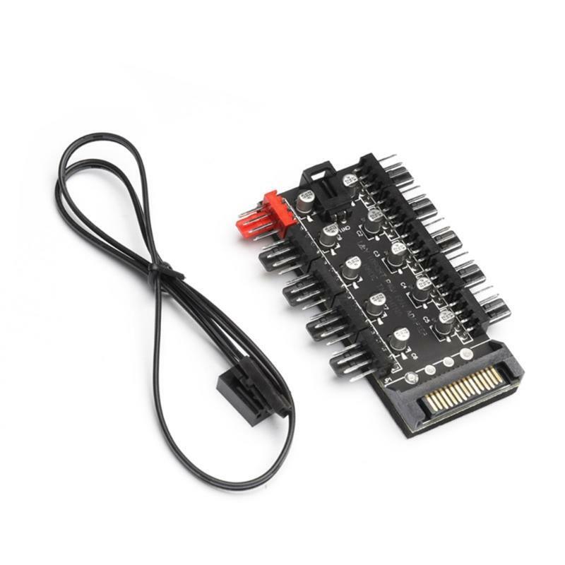 Fan Hub Splitter Adapter Socket 4Pin/SATA Fan Speed Controller Adapter 1 to 10