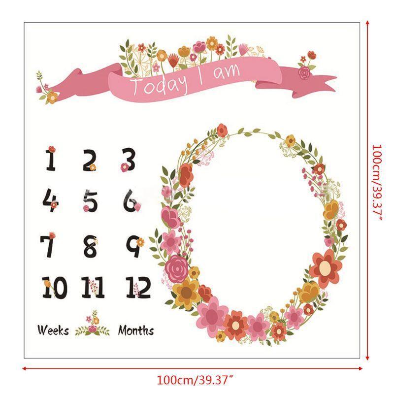 Milestone Blanket Baby Cartoon Wreath Infants Monthly Photo Props Accessories