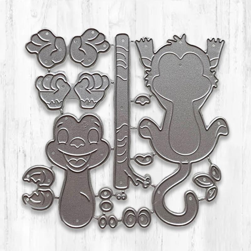 Cute Monkey Clear Stamps Carbon Steel Printing Cutting Die Mould