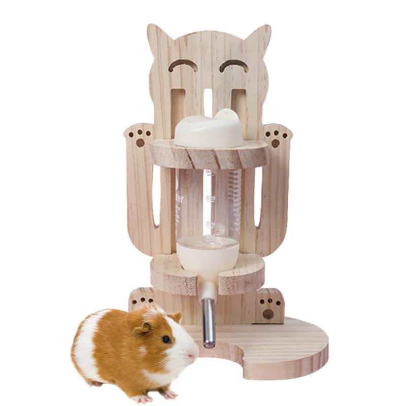 Small Pet Water Bottle Holder Wooden Bracket Stand Alone for Hamster Guinea Pig