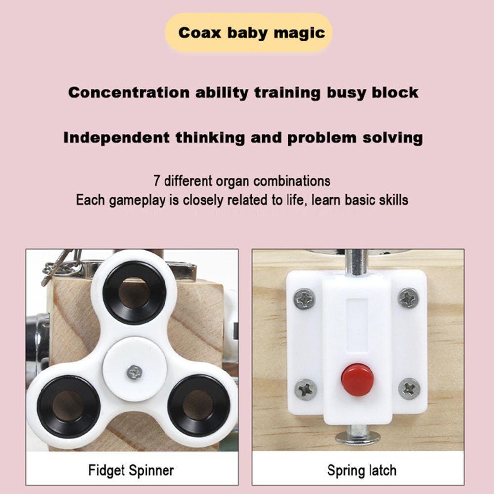 Training Montessori Sensorial Game Wood Busy Board Unlock Blocks Early Learning