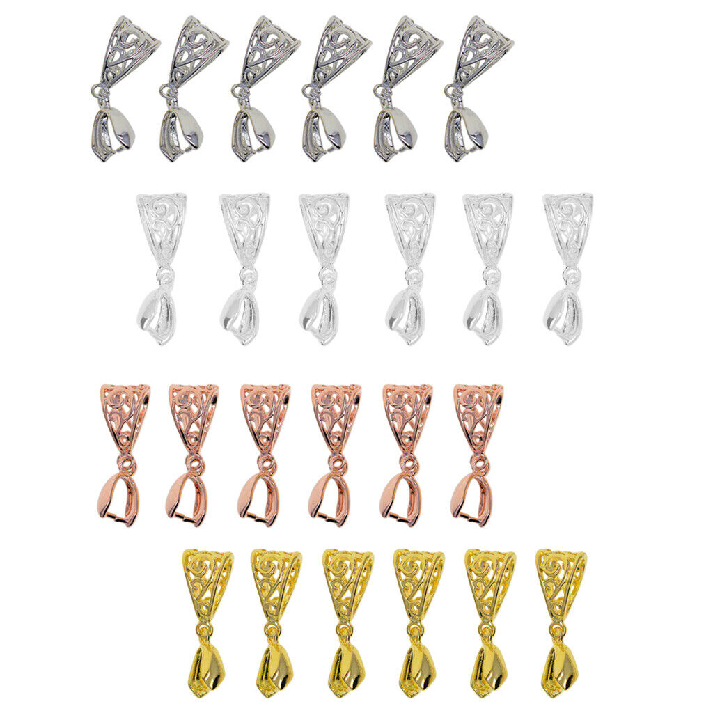 24pcs filigree flower Pendant Pinch Bails Connector DIY Jewelry Multicolor