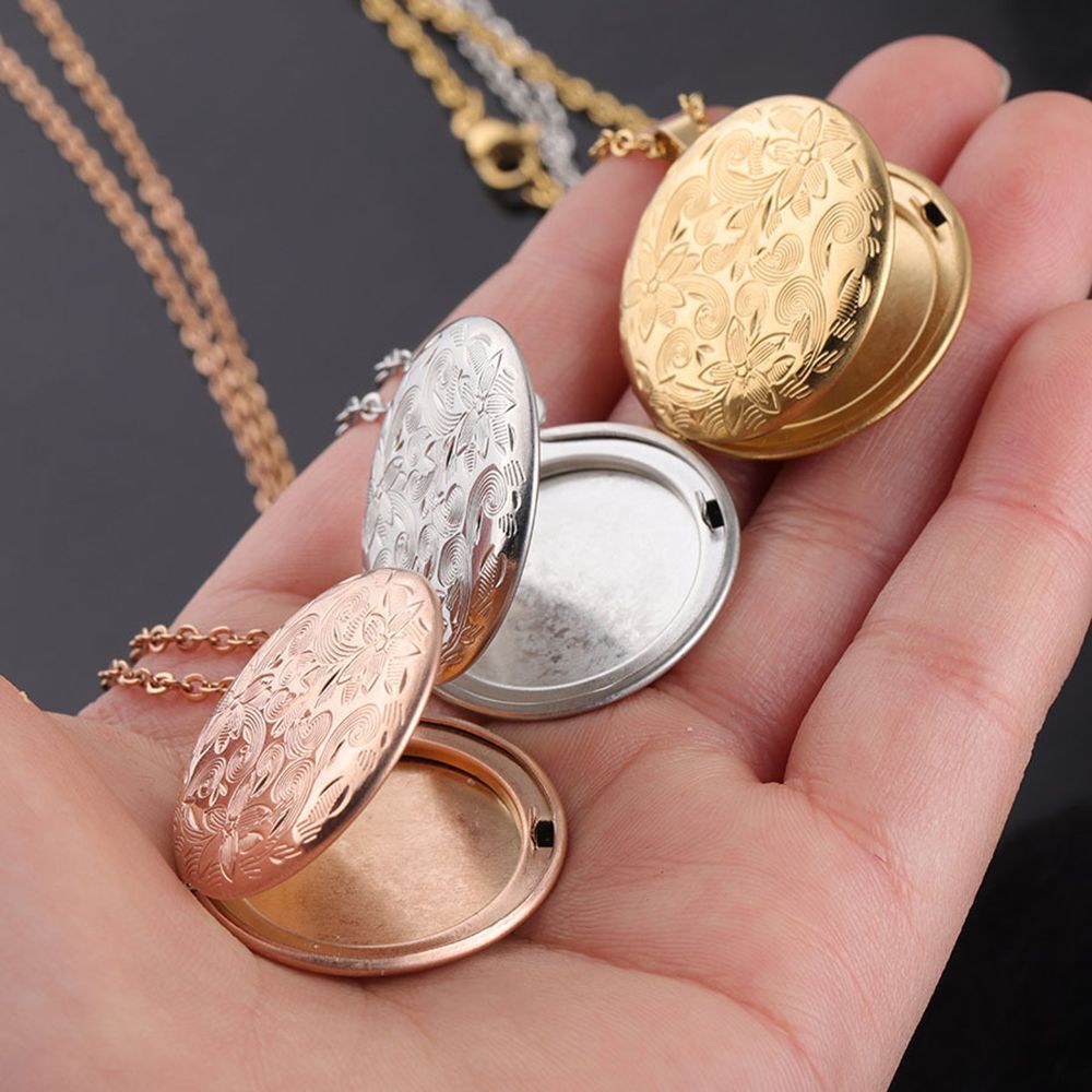 Carving Friend Jewelry Necklace Pendant Photo Picture Locket Round Shaped