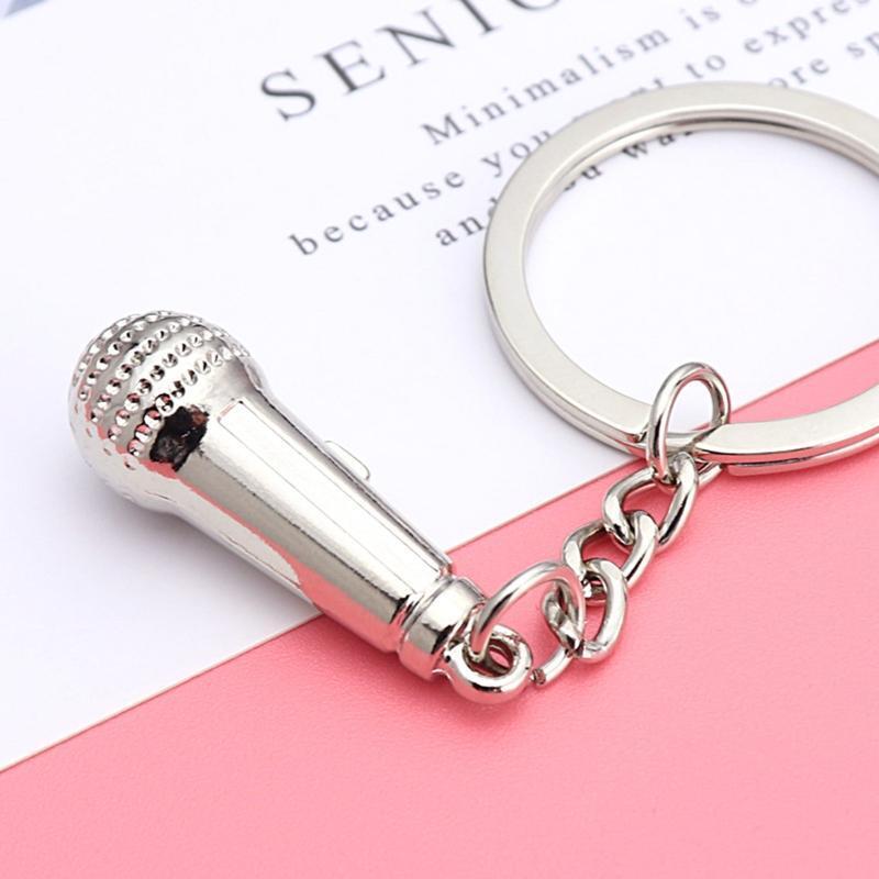 Microphone Shape Keychain Keyring Car Bag Pendant Ornament Handbag Jewelry Charm