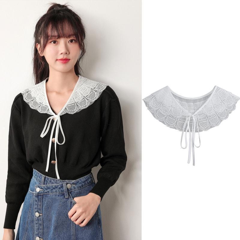 Girl Knotted White Collar with Pastoral Style for Spring Sun-proof Supplies