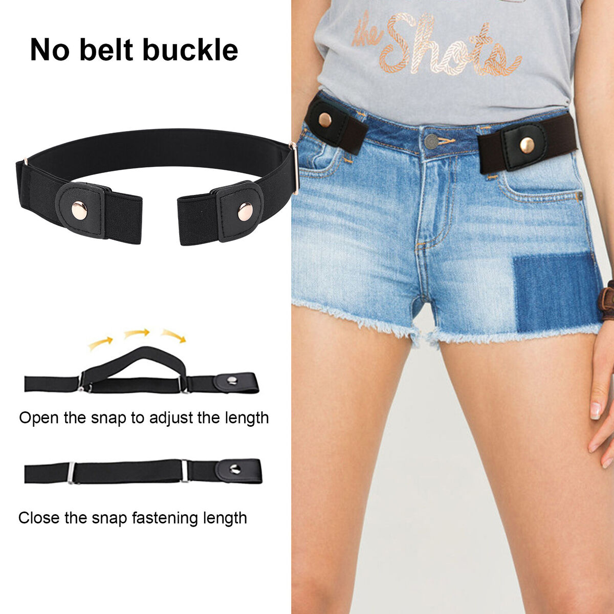 Invisible Belts 4pcs Buckle Free Elastic Belts (Black Brown Blue White)
