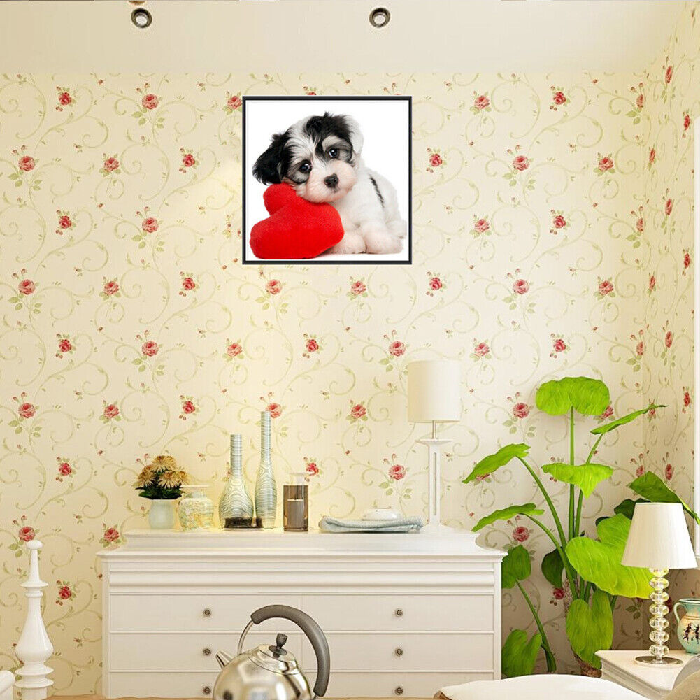 5D DIY Diamond Painting Cute Love Heart Dog Cross Stitch Embroidery Mosaic