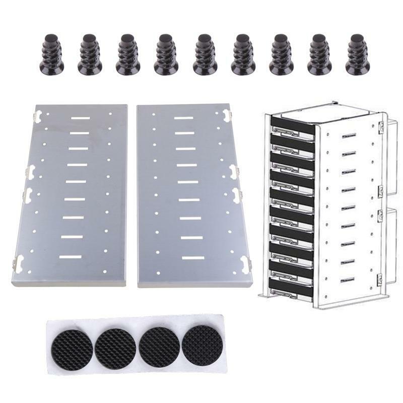 10 Bay Hard Drive Cage 3.5in Rustproof Hard Drive Tray Rack Aluminum Alloy