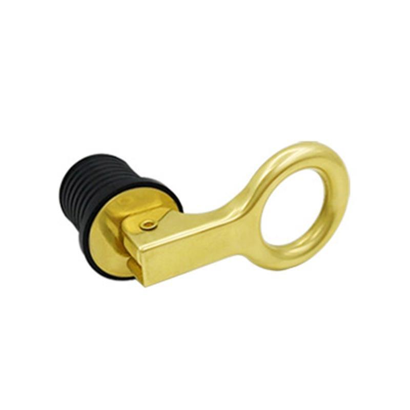 2 Pcs Brass Handle Rubber Plug Snap Handle Drain Plug Boat Bilge Drains Easy Use
