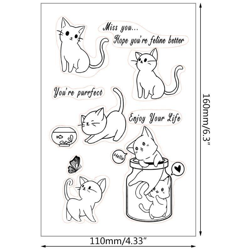 Cute Cat DIY Silicone Clear Stamp Cling Seal Scrapbook Embossing Album Craft