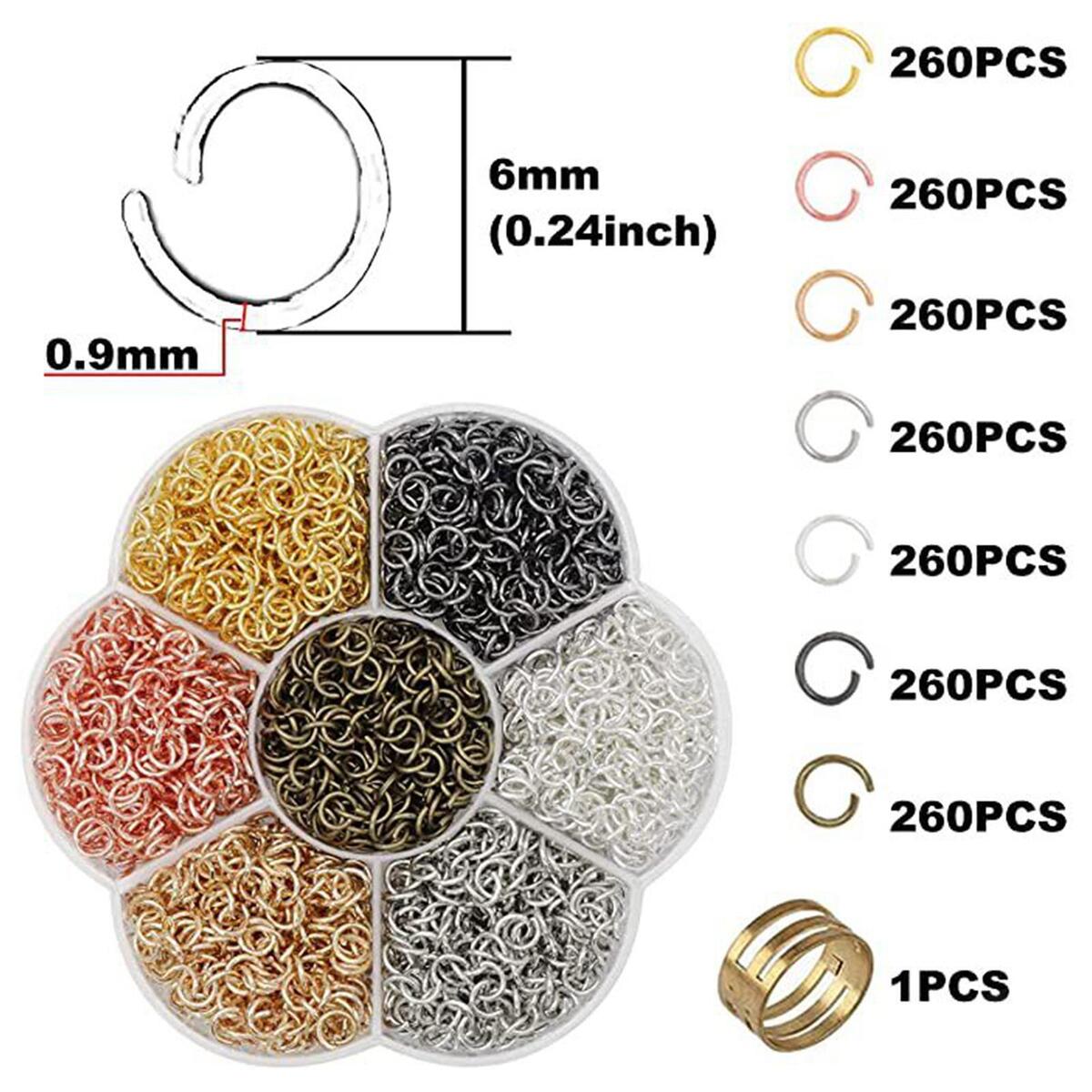 1820 Pieces  Jump Rings Jewellery Making 6mm Keychain Tools Bracelet DIY