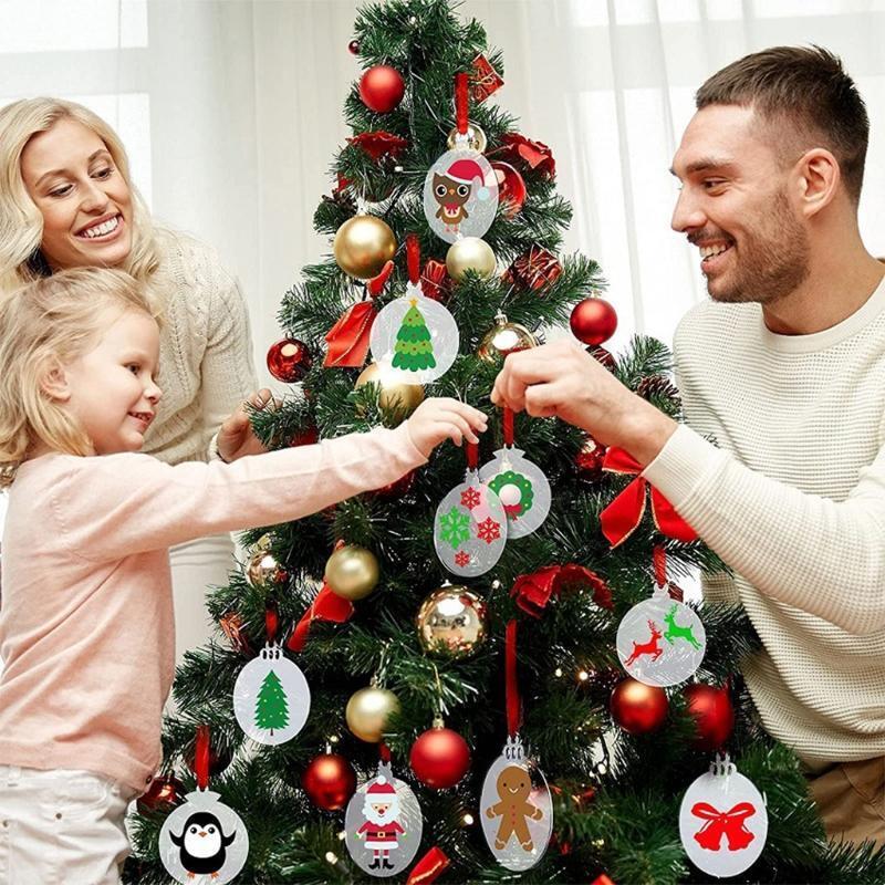 Clear Acrylic Christmas Ornament Blank DIY Decorating Sheet Pendant Funny Home