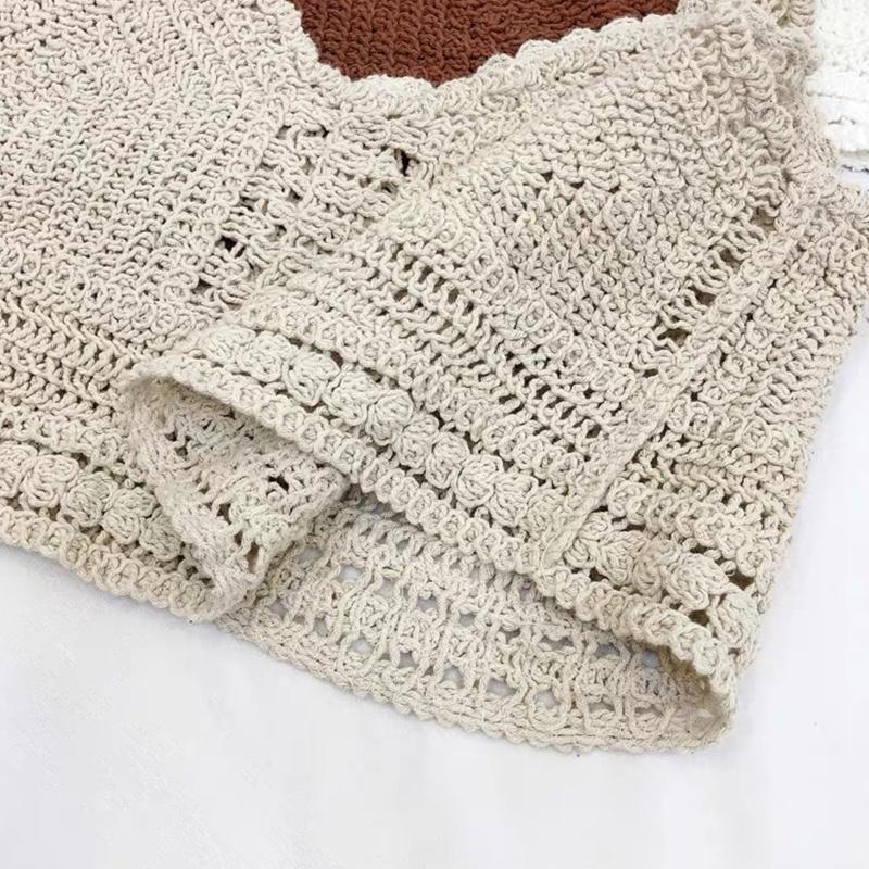 Women Crochet Crop Cami Bikini Crop Top Beach Crop Vest Tops Knitted Tank Tops