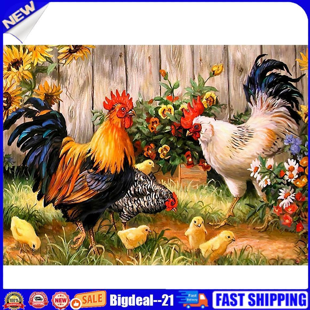 DIY Chicken Animal Pattern Stamped 11CT Full Embroidery Cross Stitch Kits