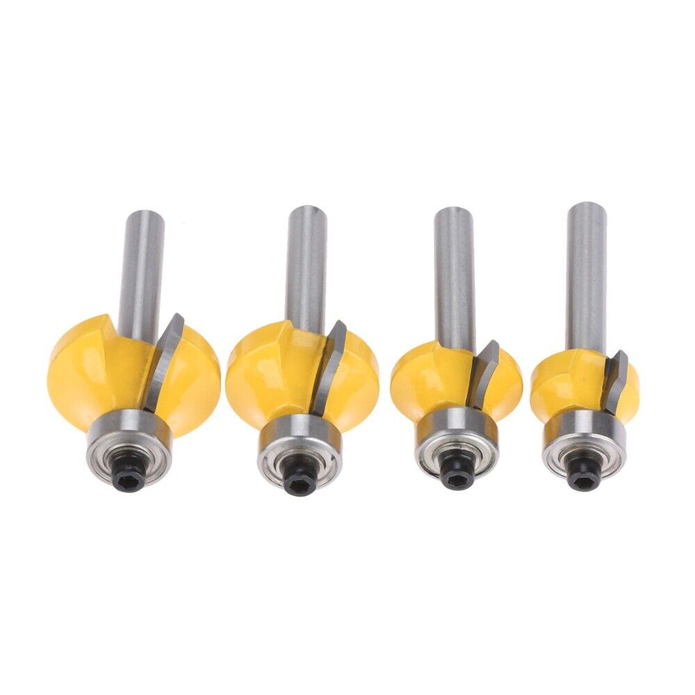 4pcs Engraving Milling Forming Cutter Woodworking Round Over Router Bits Set
